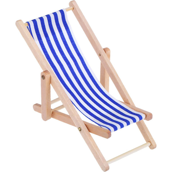 2 stycken 1:12 Miniatyr Trävikbara Strandstolar Solstolar