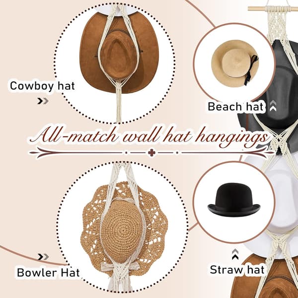 Makrameehatturipustimet Boho Hat Rack Cowboy Hat Hanger Oven Oven