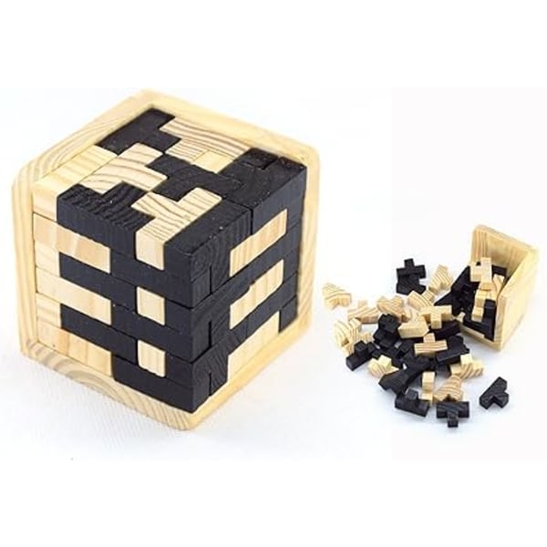 3D wooden puzzle, educational toy with lock, wooden