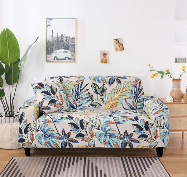 Trykket sofaset Elastisk sofaset mønster dobbeltsofaset for 2 putesofaer Dobbeltsofa Dobbeltsofaset (2 seter/dobbeltsofa)