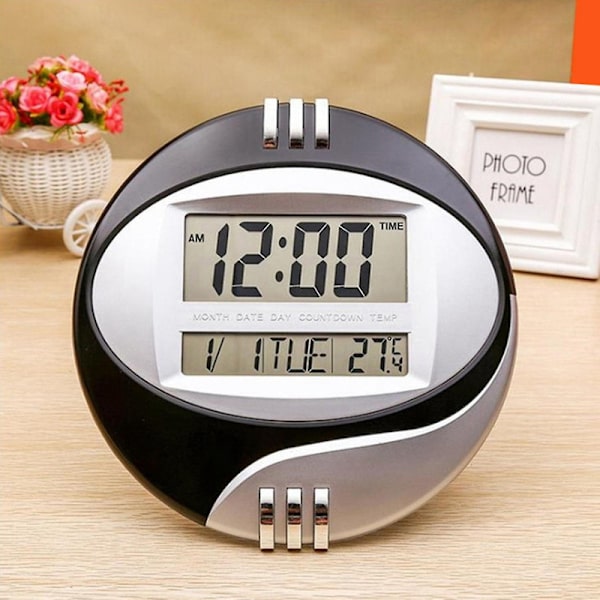 Temperaturdisplay Digital Väggmonterad Elektronisk Klocka Lcd Kalender Röd
