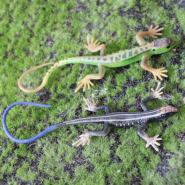 Konstgjord ödla blekningsfri levande färgglad reptilödlor leksak festtillbehör blå
