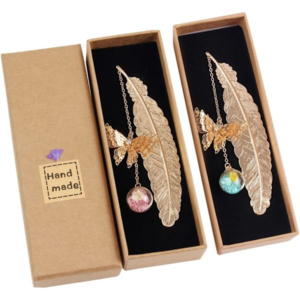 2 kpl Metal Butterfly Feather Kirjanmerkki perhosen ja