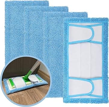 4-pack Återanvändbara Moppdynor, 12,5'' Mikrofiber Mopp Påfyllningsdyna