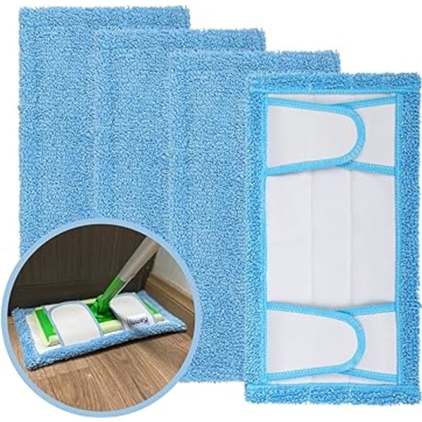 4 Pack Reusable Mop Pads, 12.5'' Microfiber Mop Refill Pad