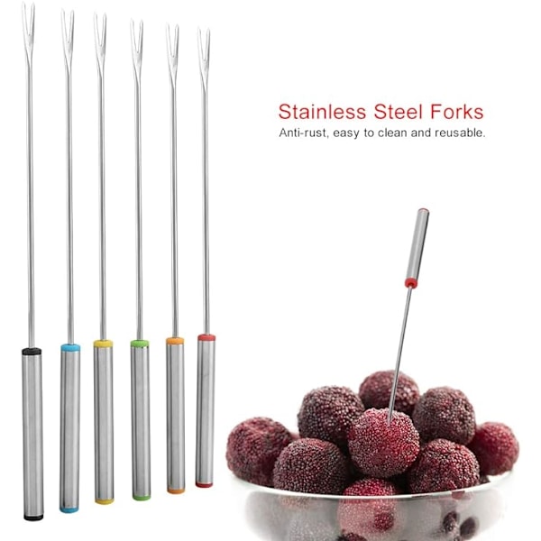 6 stk. Gaffler, Rustfrit Stål Fondue Gaffler, Chokolade Fondue Gaffler