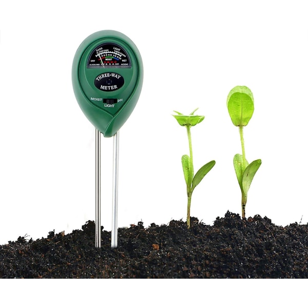 Maaperän testaussarja, 3-in-1-maaperän testausmittari, valon ja pH-happamuuden testaaja, kukille/ruoholle/kasveille/puutarhalle/tilalle/nurmikolle