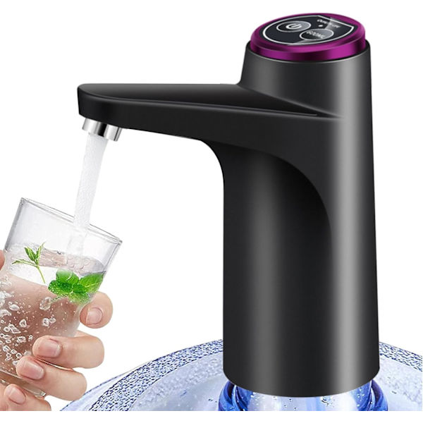 Bärbar USB-uppladdningsbar trådlös vattenbehållare, kompatibel med 4,5L till 18,9L flaskor, 2 vattenlägen, tyst, f