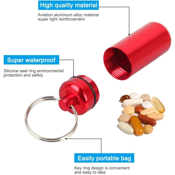 7 stk. Pilleæske med nøglering Vandafvisende flaske Pilleholder