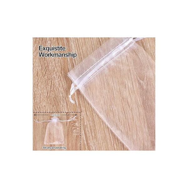 Organza-pussit, 120 läpinäkyvää organza-pussia, 10x15cm valkoiset organza-lahjapussit nauhalla joululahjoihin, organza-pussit korulahjoille karkkihäille syntymäpäivälahjoille