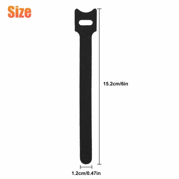 100 st Reusable Kabelband, Kabelband, Svart Scratch Kabel