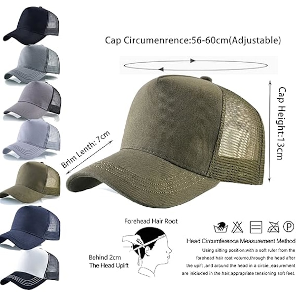 Baseballkeps för Män Kvinnor, 5-Panel Justerbar Enkel Truckerkeps Nät Rygg Sport Casual Keps Sommar Solhatt för Unisex
