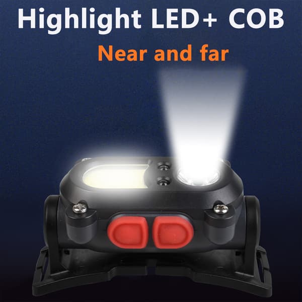 1 stk LED COB sterk lys sensor hodelykt 6-trinns fjernlys