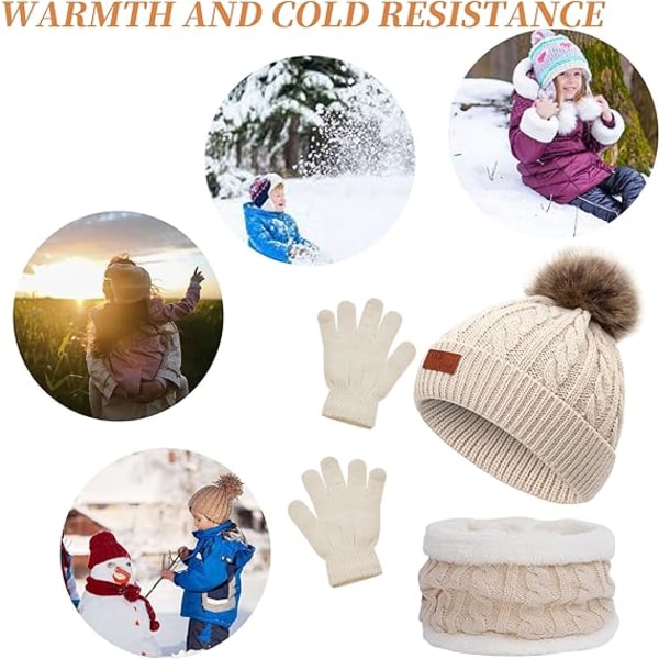 Rose-Children's Winter Hat Stickad Warm Neck Warmer Barn