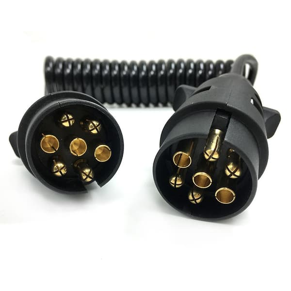 Trailer Connector Stretchable Coiled Extension Wiring 7 Pin Plast