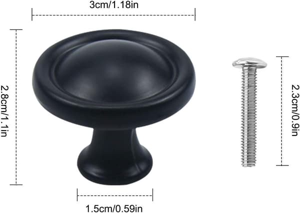 10 stk Sorte Skuffegreb, 30mm Møbel Knapper, Enkelt