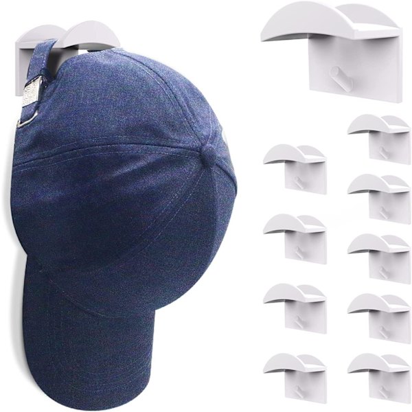 Vita väggmonterade självhäftande hattkrokar baseballkepskrok hatt