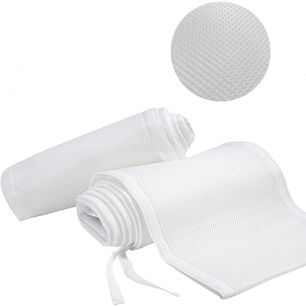 Hvit pustende mesh 4-sidig sengekant, for 4-panel seng