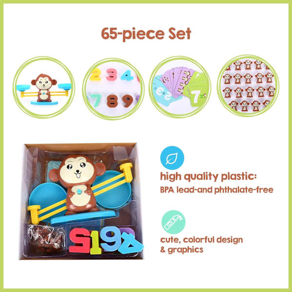 CoolToys Monkey Balance - hauska matemaattinen peli tytöille ja pojille | Hauska, opettavainen lasten lahja ja lasten lelu STEM-oppimiseen, yli 3-vuotiaille (64-osainen sarja)