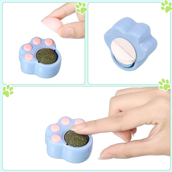 2-delad roterande Mint-boll, kattbettboll leksak, kattleksak, ätbar