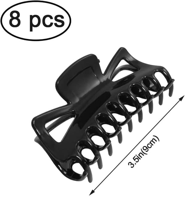 8 Sorte Plastik Hårklemmer Brede Hårklemmer Brede 9cm