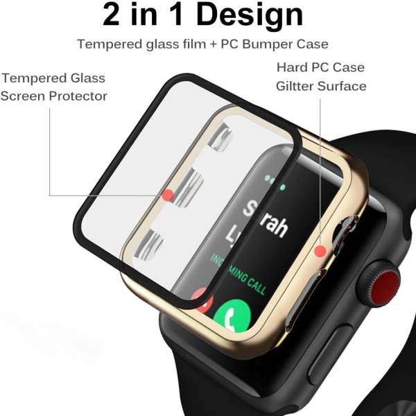 2 deler kompatibel med Apple Watch Series 1/2/3 44 mm veske,