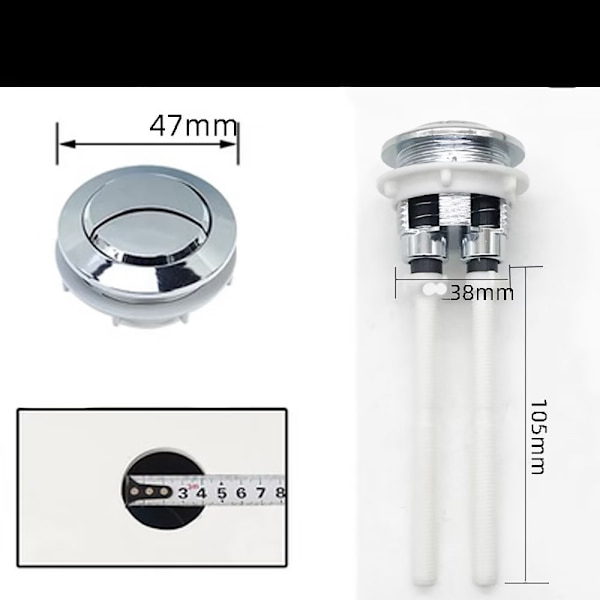 2 Pakk (38mm) Toalett Dobbel Spyl Trykknapp, Toalettknapp