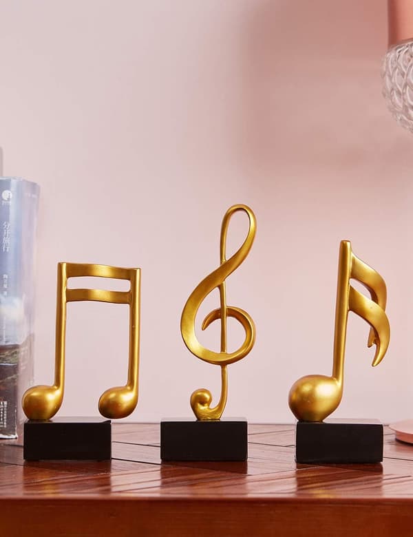 3 stk Musikknote Statue Dekorasjon Skulptur Harpiks Figur Kunst