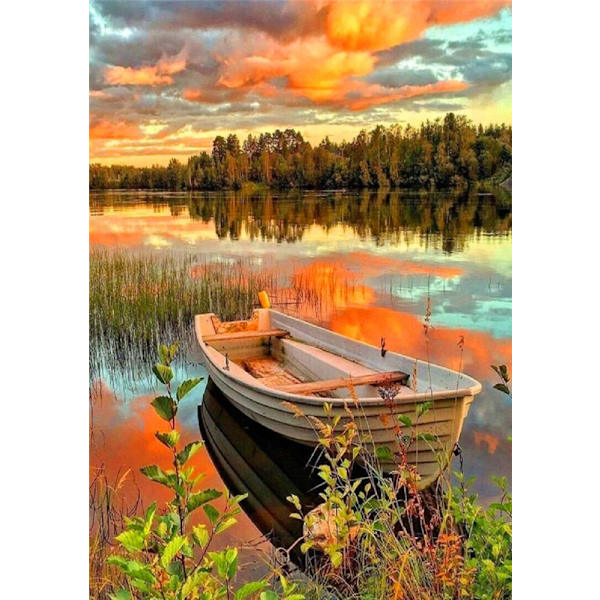 Timanttimaalaus auringonlasku 30*40 tee-se-itse maisema yhdistelmä pyöreä
