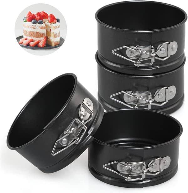 4 stk. (Sort, 11 cm) Kageforme til Bagning, 4 tommer Mini Springform