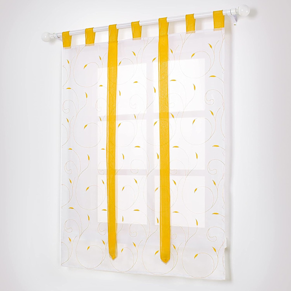 Gule, 120cmx140cm Vindu Gardin Broderi Romerske Skygger Sheer