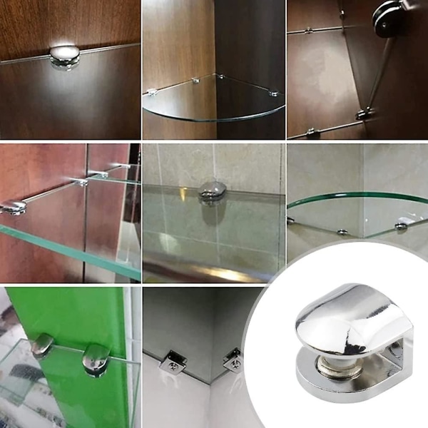 8 st glasklämmor klämma fäste zinklegering justerbar fästen hållare för 8-10 mm tjocka glashyllor