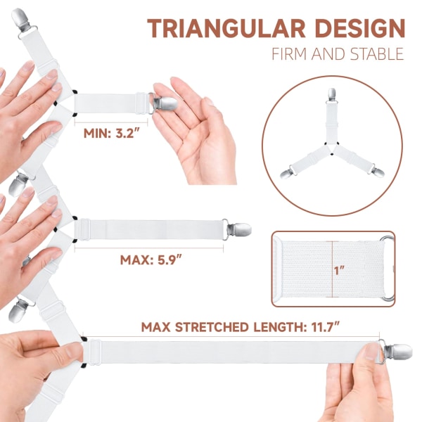 Upgraded sheet holder for corners, non-slip sheet clip white 4 pieces