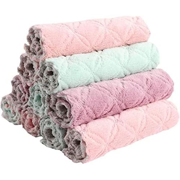 10 styk (Tilfældig farve) absorberende mikrofiber køkkenrengøring