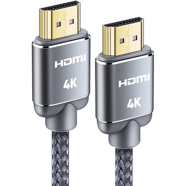 HDMI-kabel 6,6 fod (2 meter), 4K HDMI-ledning - Snowkids HDMI-kabel 4K@60Hz, 3D-support, Ethernet-funktion, video 4K UHD 2