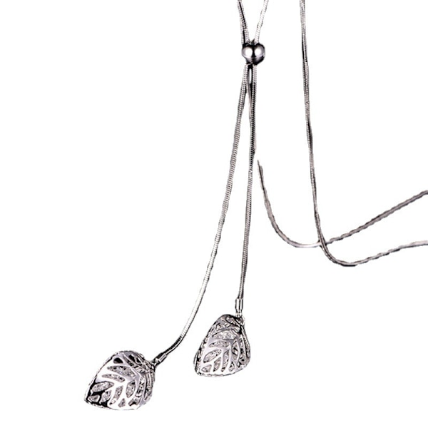 Langt halskæde til kvinder Collier langt halskæde dobbelt blad lang kæde