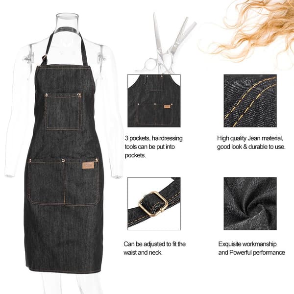 Et svart denimforkle i solid denim