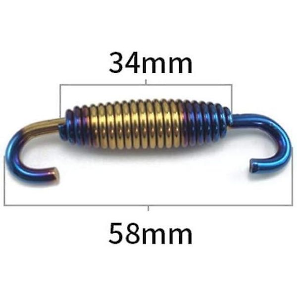 Blå eksosfjærer, 2 stk 58 mm motorsykkelfjær motorsykkel eksos mellomrør rustfritt stål fjærer svingbare fjærer montering universelle fjærer