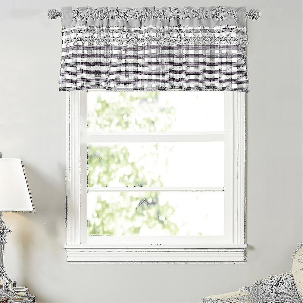 Kjøkken Gardiner Dekor Vindusgardin Luksus Cafe Valance Topper Draperier Lys Grå 130cmx41cm