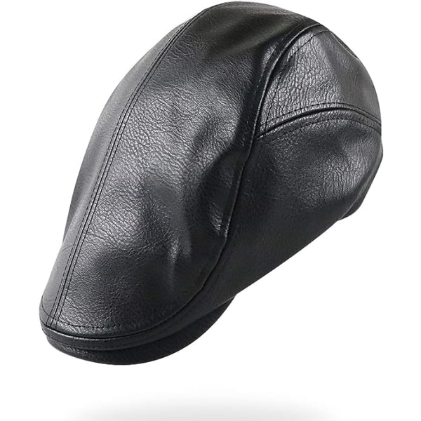 Herrar Beret Keps Justerbar PU Läder Newsboy Ivy Gol Hatt 56-60 C