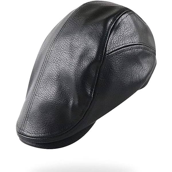 Mænds Beret Hat Justerbar PU Læder Newsboy Ivy Gol Hat 56-60 C