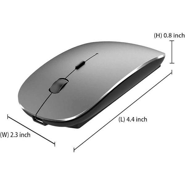 Ladattava Bluetooth-hiiri/Bluetooth 3.0/5.2+USB-2.4G/Type-C, Bluetooth-hiiri MacBook Pro/MacBook Air/Kannettavalle/i