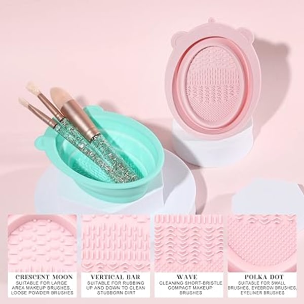 Makeup Brush Pad Stor Størrelse Silikon Vaskbar Sammenklappelig Kosmetik