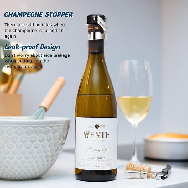 Rustfrit Stål Champagneproppe 2.71 x 1.93 Tommer (4 Styk, Sølv)