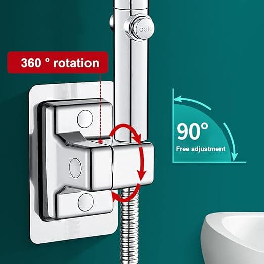 1 Stykke Sølv 360° Justerbar Dusjhodeholder, Justerbar