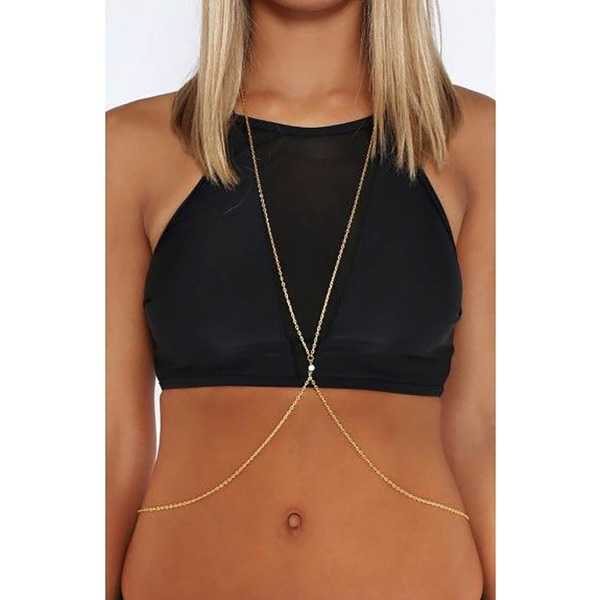 1kpl (Kultainen) Boho Body Chain Kaulakoru Kultainen Bra Chain Beach Bikinit