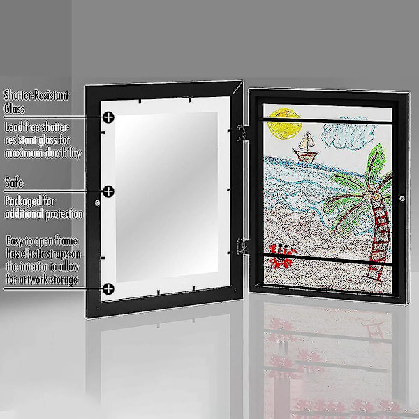 Barnerammer for kunstverk - Enkelt å bytte kunstverk - Rammer for tegninger og kunstverk - Bildeammer for vegg og bordplate i tre