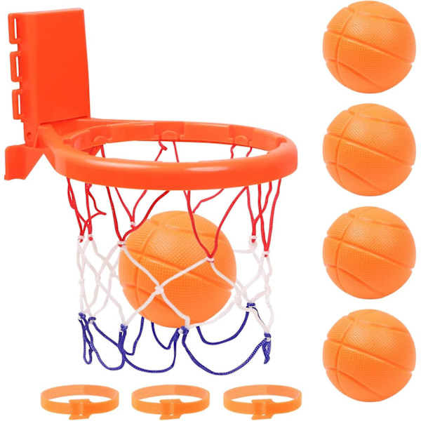 Baby Badleksaker, Fällbar Badbasketkorg för Baby, Mini Badleksak Kul Basketkorg & Bollar Set 5 Bollar Ingår, BadleksakerBasketkorg med Stro
