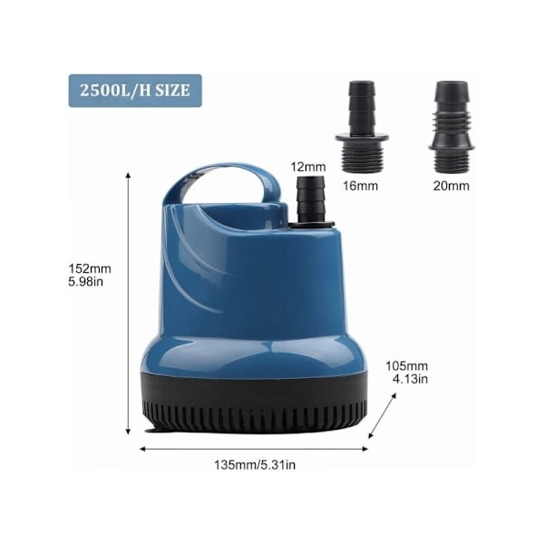 Mini-dykpumpe 2500 L/H 40W 230V Udløbshoved 2,3 M Kabel 2