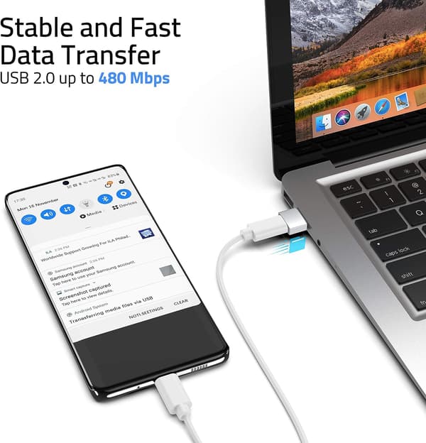 Sølv USB c til USB Adapter 3-pak Kompatibel med iPhone 13 12